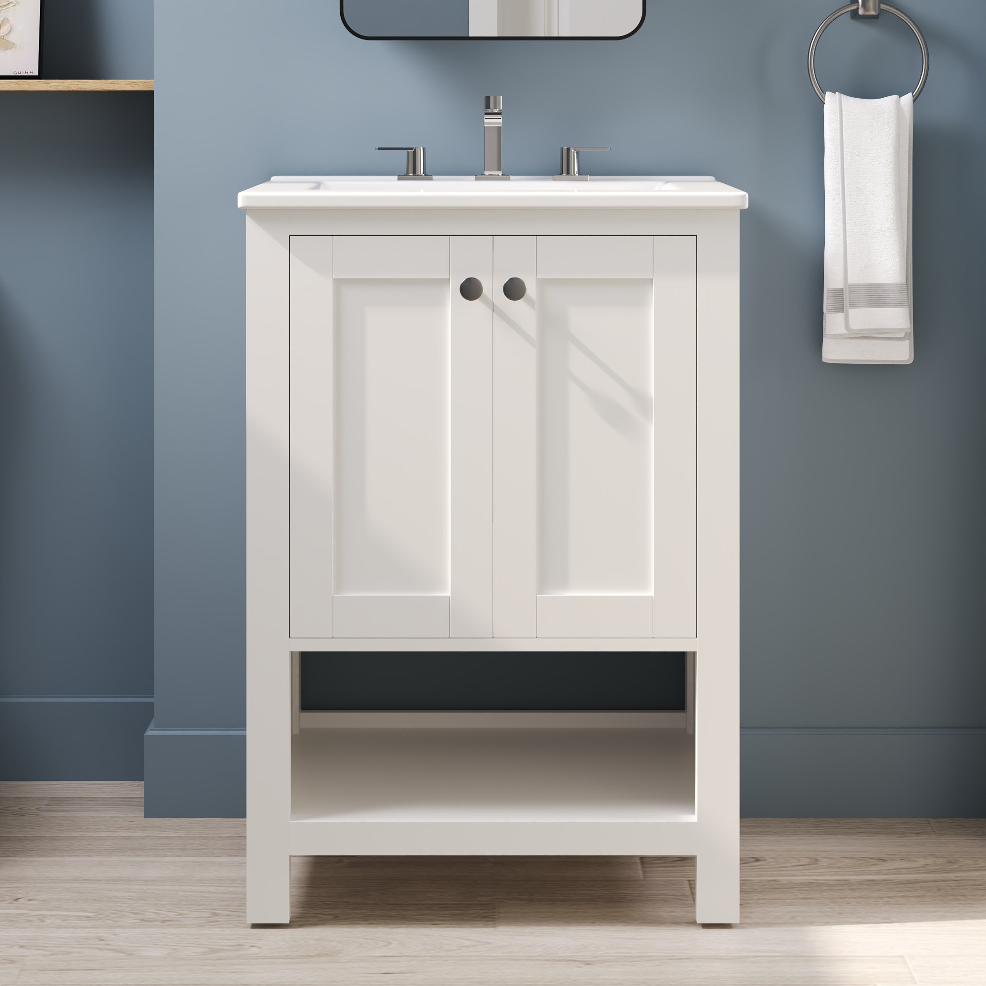 DeerValley 24" Preassembled Bathroom Vanity with Sink, White Vanity